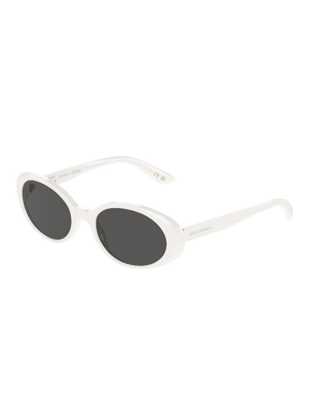 New Dolce&Gabbana Women's Sunglasses White Round Grey Lens Acetate Frame DG4443